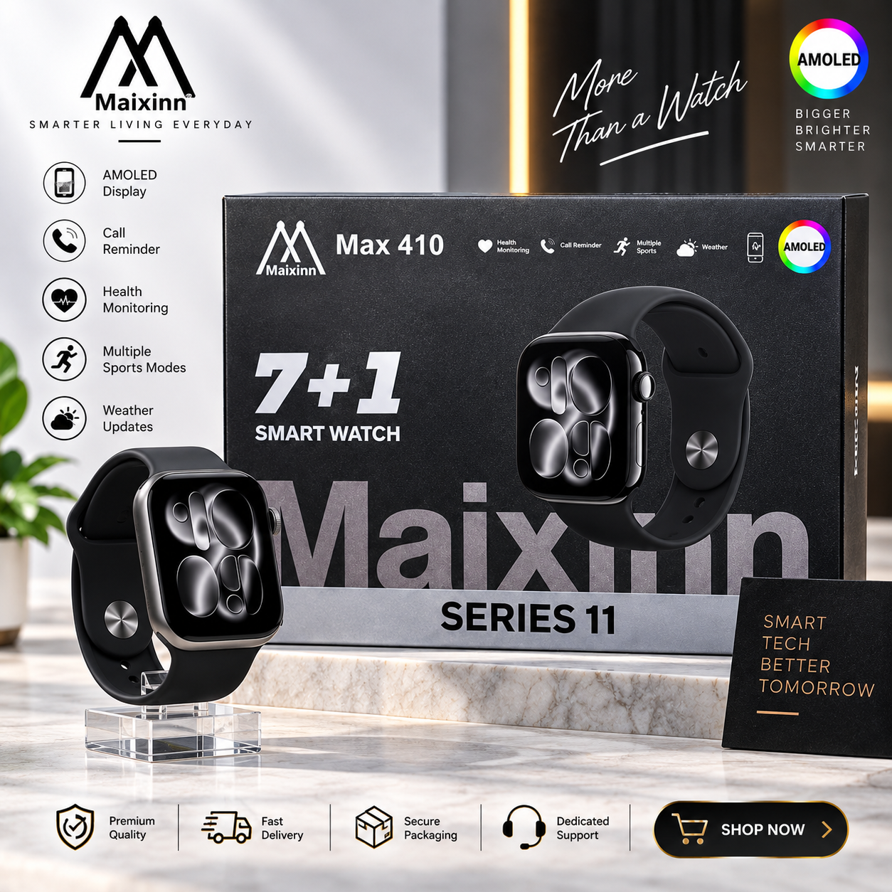 Maixinn Max 410 Series 11 Smartwatch – Ultra AMOLED Display with 7+1 Strap Kit image 2