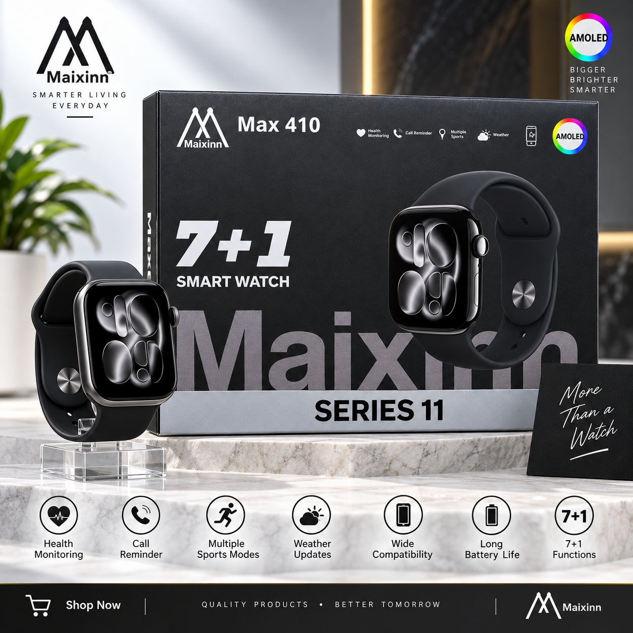 Maixinn Max 410 Series 11 Smartwatch – Ultra AMOLED Display with 7+1 Strap Kit